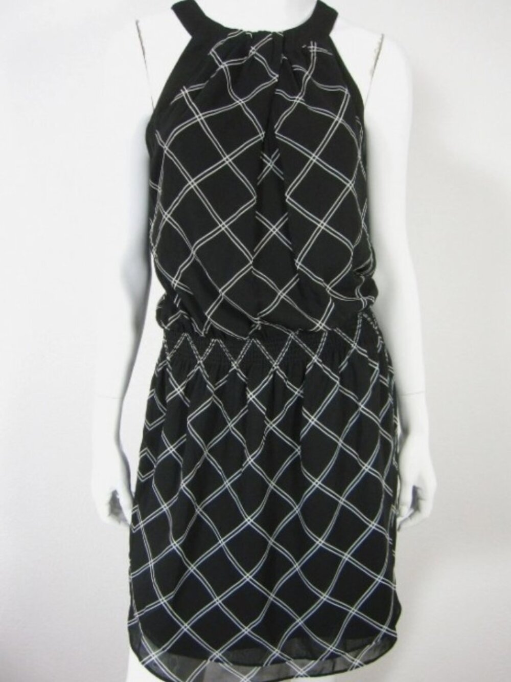 White House Black Market Sleeveless Keyhole Geometric Black Dress Size 00 NWOT - Picture 1 of 3